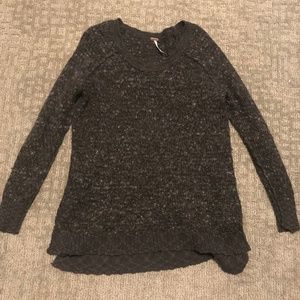 Free People Black/Gray Crew Sweater